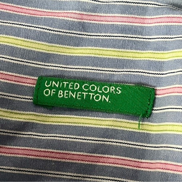 United Colors Of Benneton Shirt  nautical Blue Stripe Button Up Dress Suit XXL - Picture 10 of 11